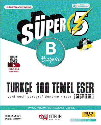 Süper 5.Sınıf Türkçe 100 Temel Eser B Başarı Yeni Nesil Paragraf Denem