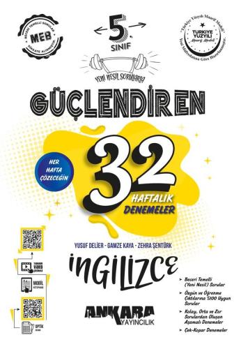 5. Sınıf Güçlendiren 32 Haftalık İngilizce Kazanım Denemeleri